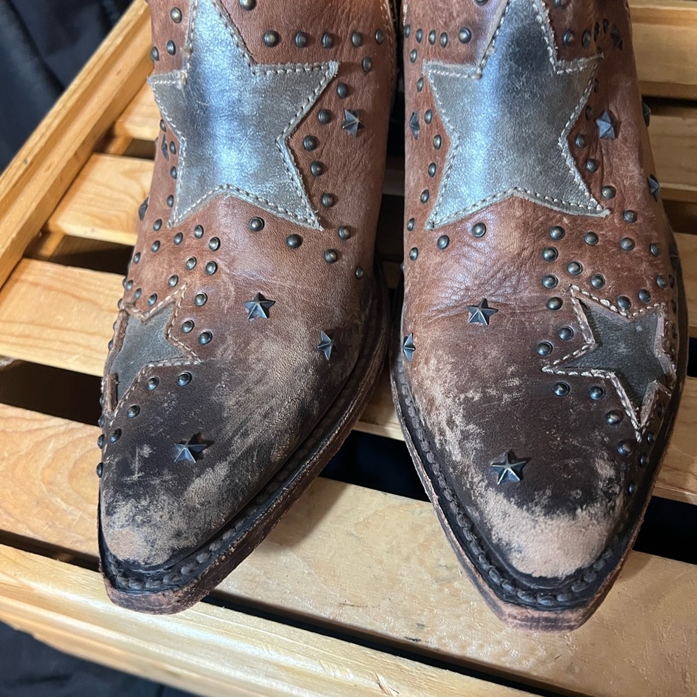Liberty Black Women's Brown Zip Leather Western Bootie w/Star Detail. Size 7.5 - Picture 3 of 12